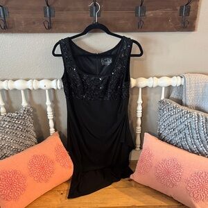 Alex Evenings Black Sequin Bodice Midi Dress